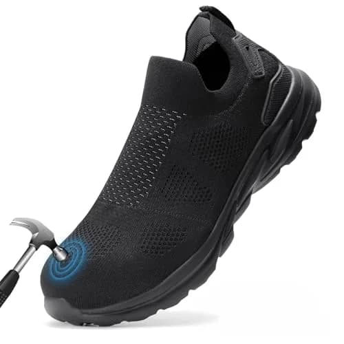Furuian Steel Toe Safety Shoes for Men Lightweight Breathable Non Slip | Comfortable Work Sneakers (Size 10) thumbnail 1