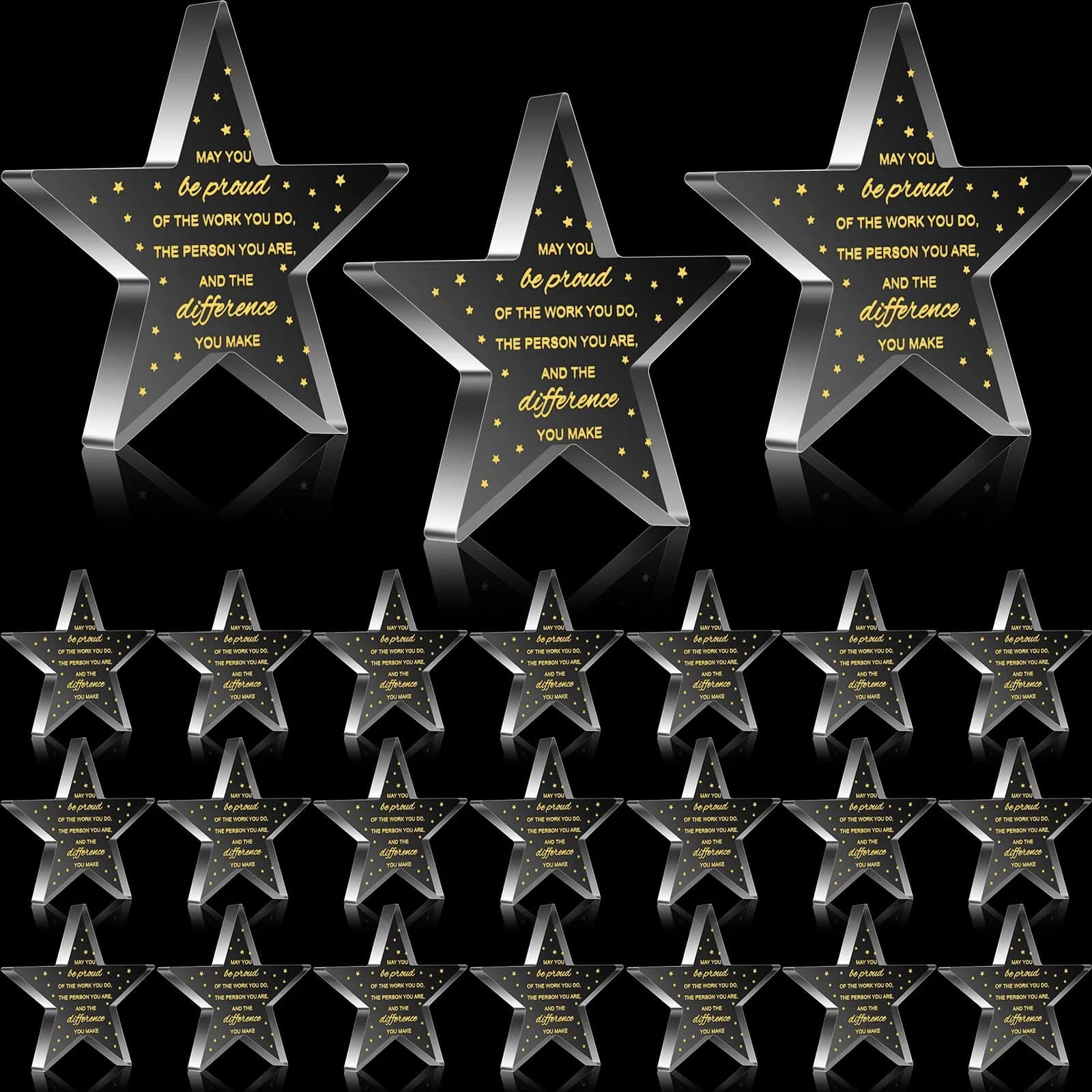 Huquary Employee Appreciation Awards Acrylic 24 Pcs | Motivational Coworker Gifts (Pentagram, 2.36 inches) - main product image