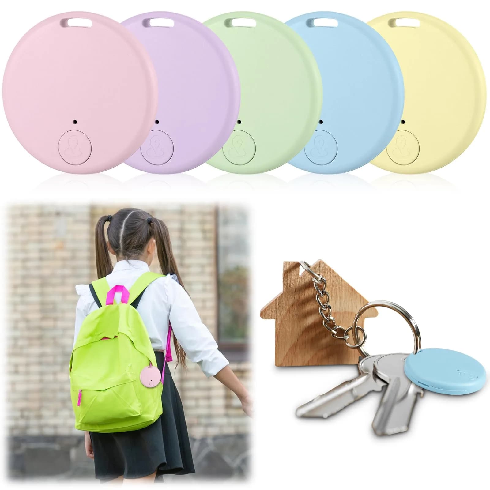 Konohan Macaron Color Bluetooth Item Finder Tag - 5 Pack, 3.8cm Diameter - main product image