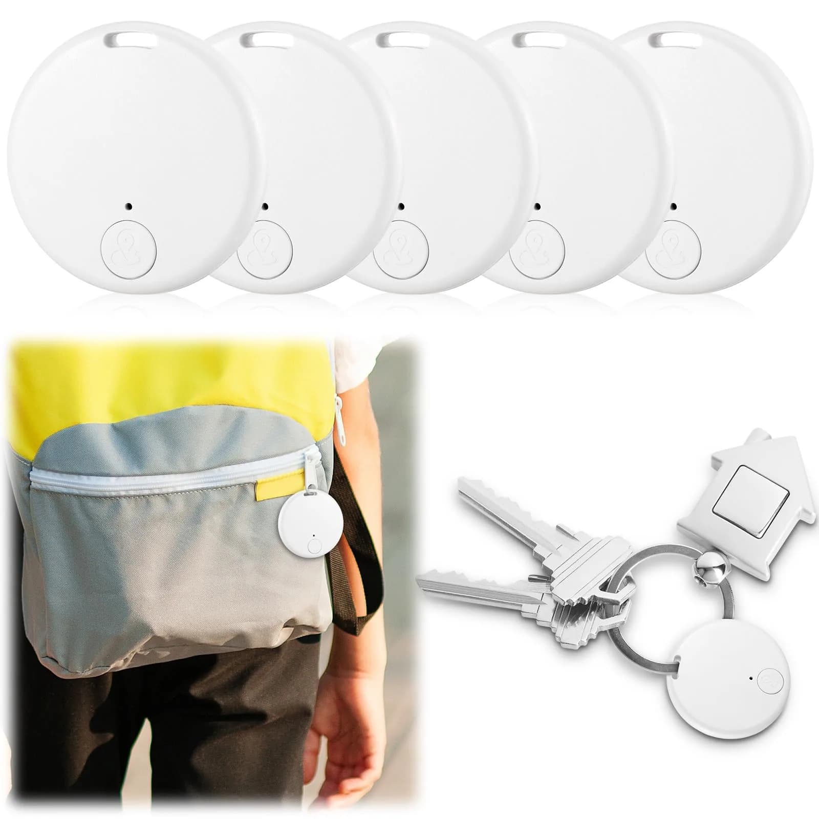 Konohan 5 Packs White Bluetooth Item Finder Tag | 3.8cm Diameter - main product image