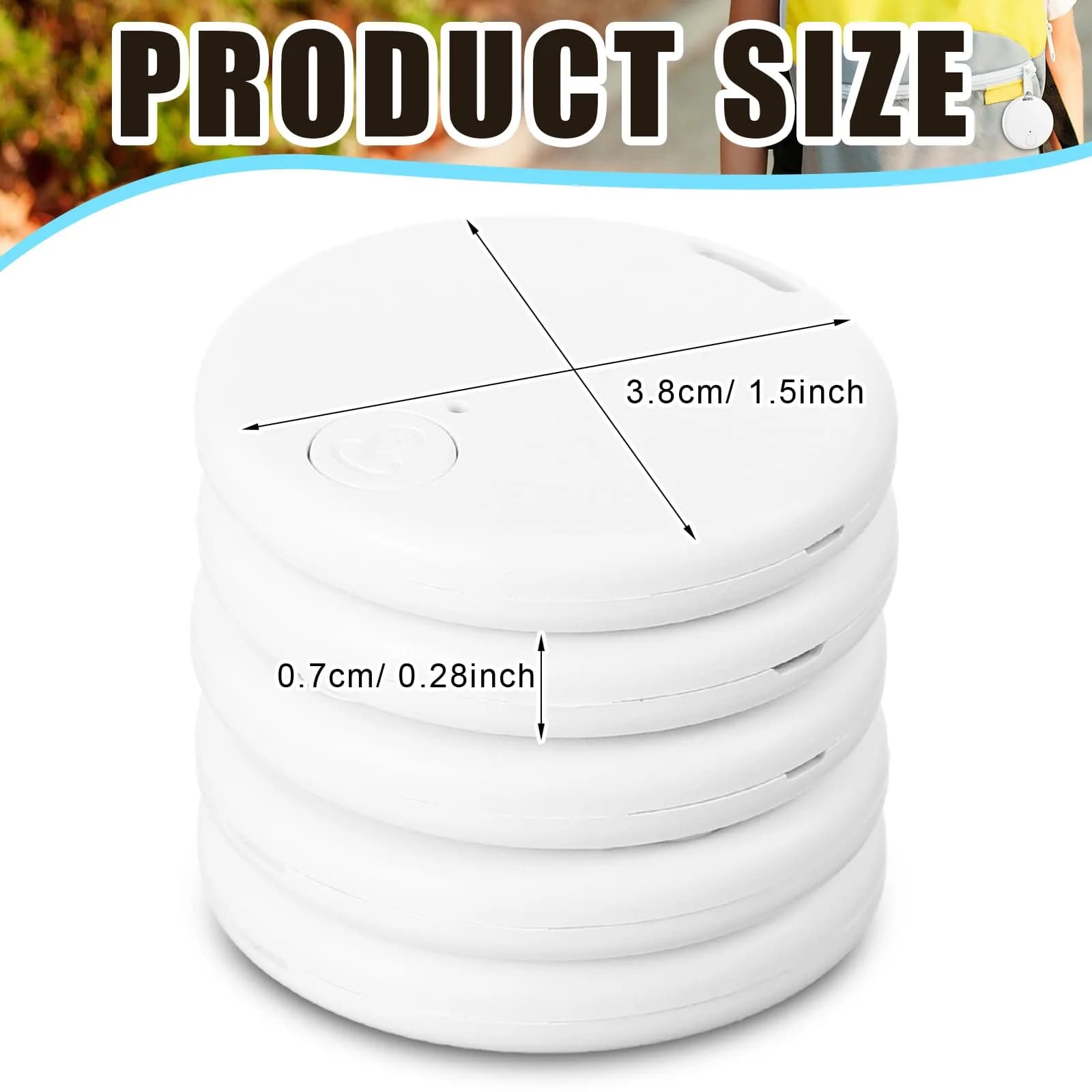 Konohan 5 Packs White Bluetooth Item Finder Tag | 3.8cm Diameter - view 3