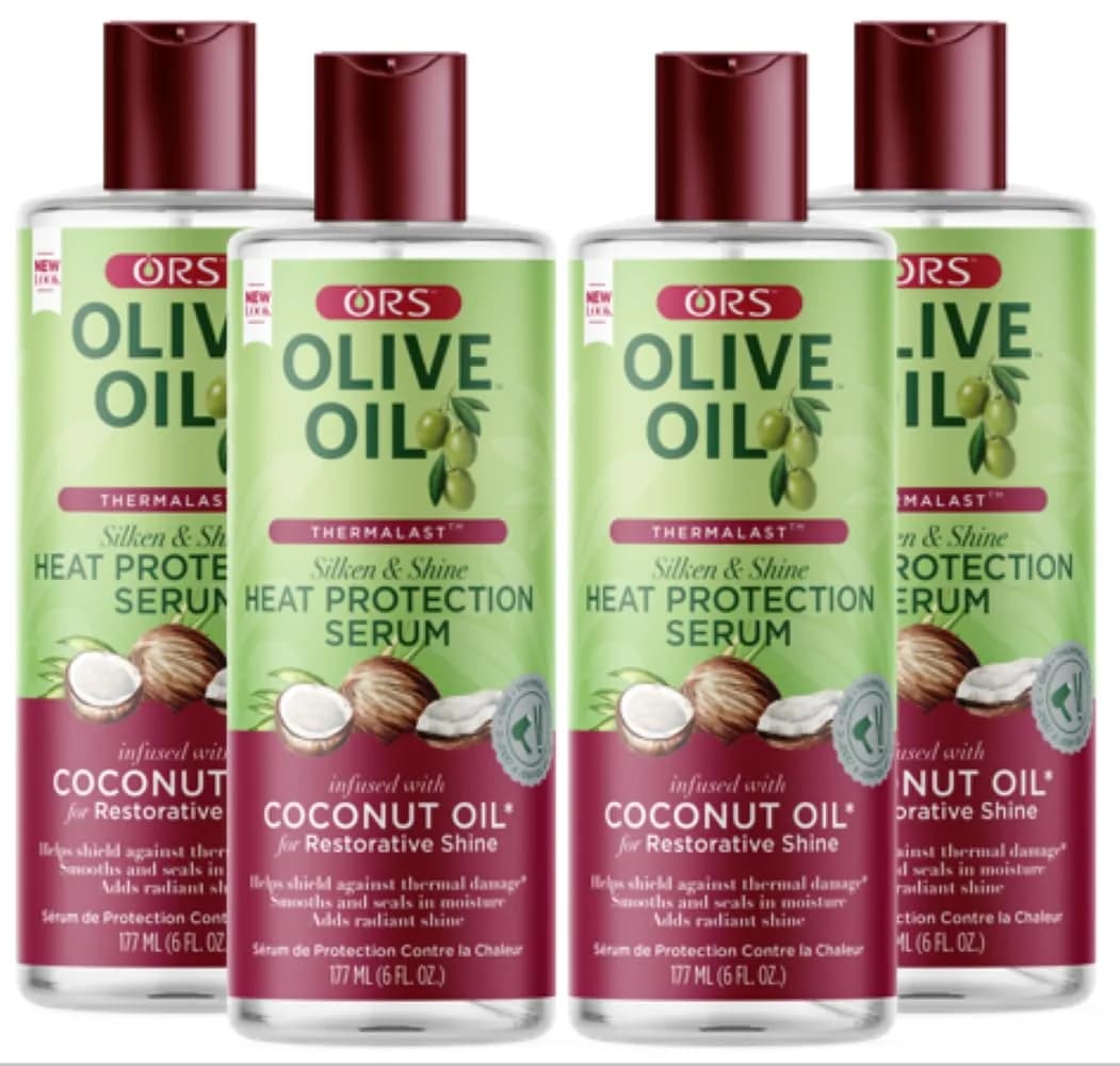 ORS Olive Oil Heat Protection Serum, 6 Oz (Pack of 4) | Restorative Shine & Heat Shield — Pack of 4