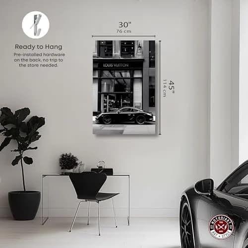 NotoriArt Wall Art - Black & White Canvas Print 45"L x 30"W | Gallery Wrapped, Modern Style thumbnail 4