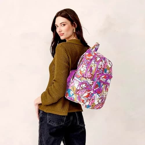 Vera Bradley Featherweight Large Bancroft Backpack | Water-Repellent, Padded Laptop Sleeve, Flutter Pattern thumbnail 2