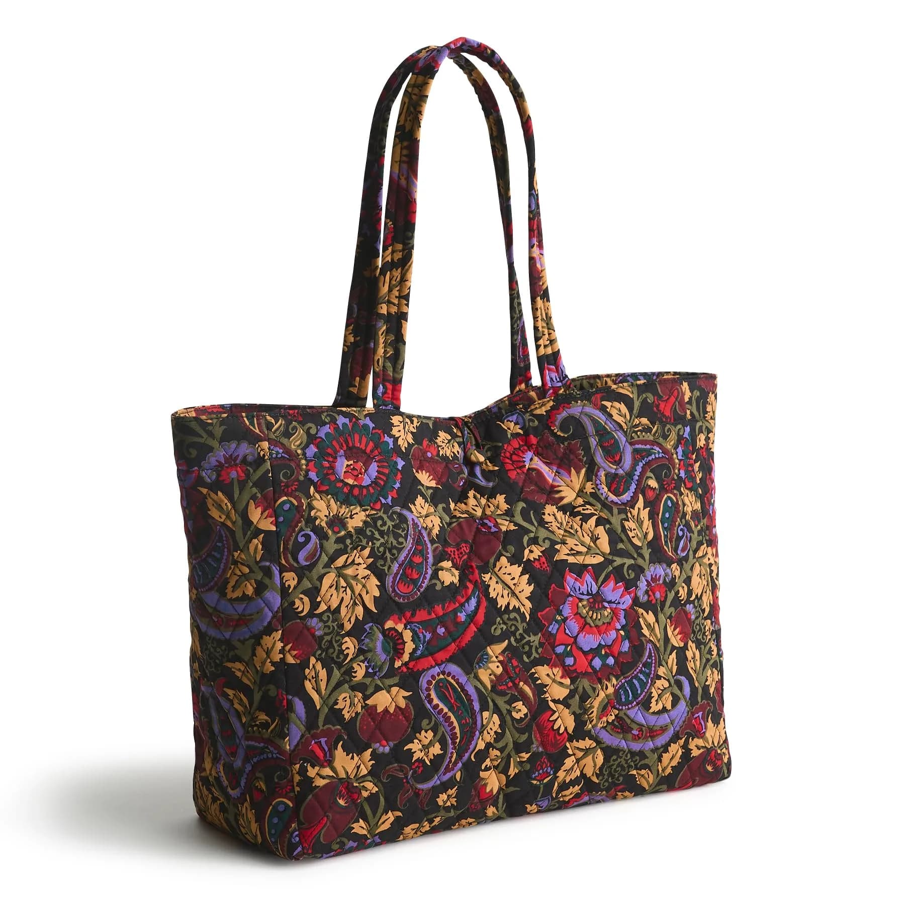 Vera Bradley Premium Cotton Hathaway Tote, Midnight Garden Paisley | Bold, Soft & Vibrant