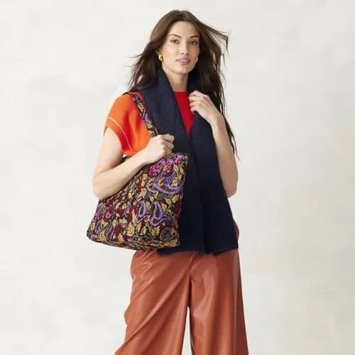 Vera Bradley Premium Cotton Hathaway Tote, Midnight Garden Paisley | Bold, Soft & Vibrant thumbnail 2