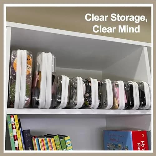 WELPIRT Clear Zipper Pouches, Hard Shell Zipper Case (M+3S) | Waterproof, Stackable, Transparent thumbnail 6