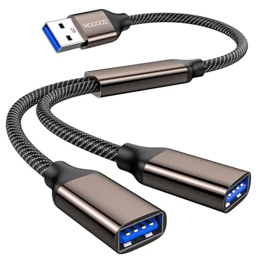 MOGOOD USB 3.0 Splitter Y Cable 25cm (9.8in) | Expands 1 USB-A to 2 Ports for Laptops & PCs thumbnail 1