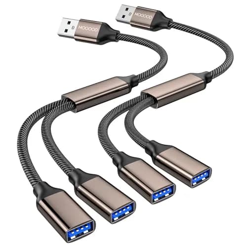 MOGOOD USB 3.0 Splitter Y Cable 10-inch, Silver | Expands 1 USB-A to 2 USB-A Ports, 5Gbps Data Transfer thumbnail 1