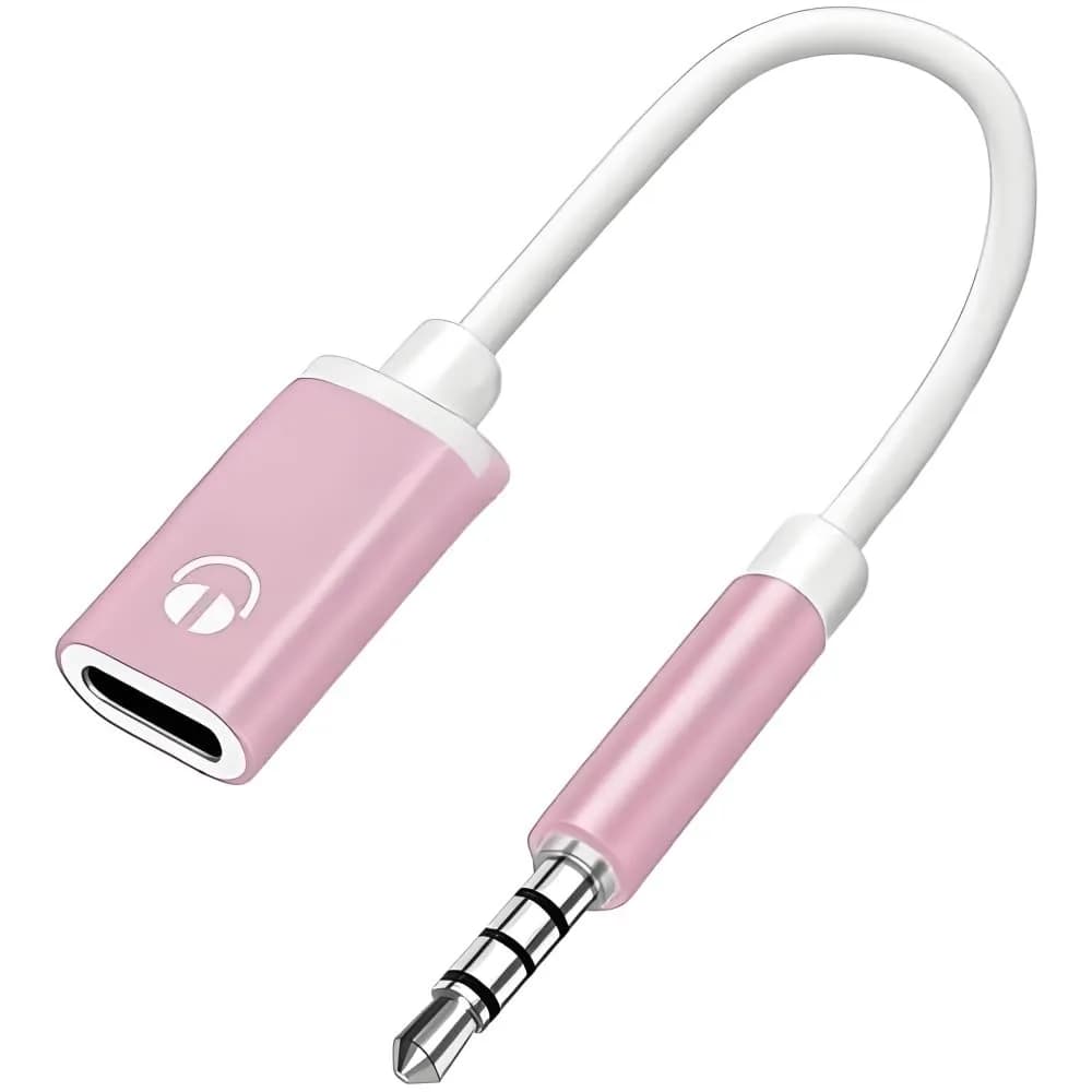 Zenarao USB-C to 3.5mm Headphone Jack Adapter Pink | Connects USB-C Devices to 3.5mm Headphones - main product image
