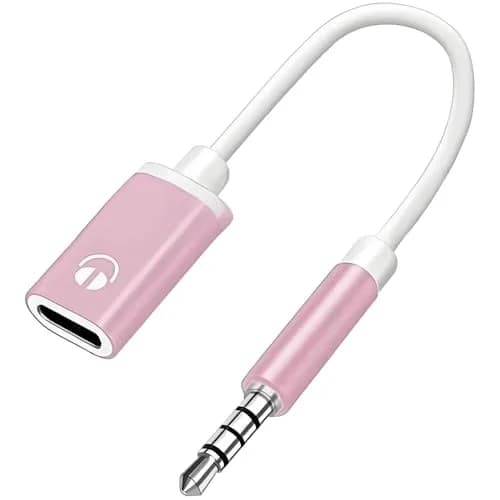 Zenarao USB-C to 3.5mm Headphone Jack Adapter Pink | Connects USB-C Devices to 3.5mm Headphones thumbnail 1
