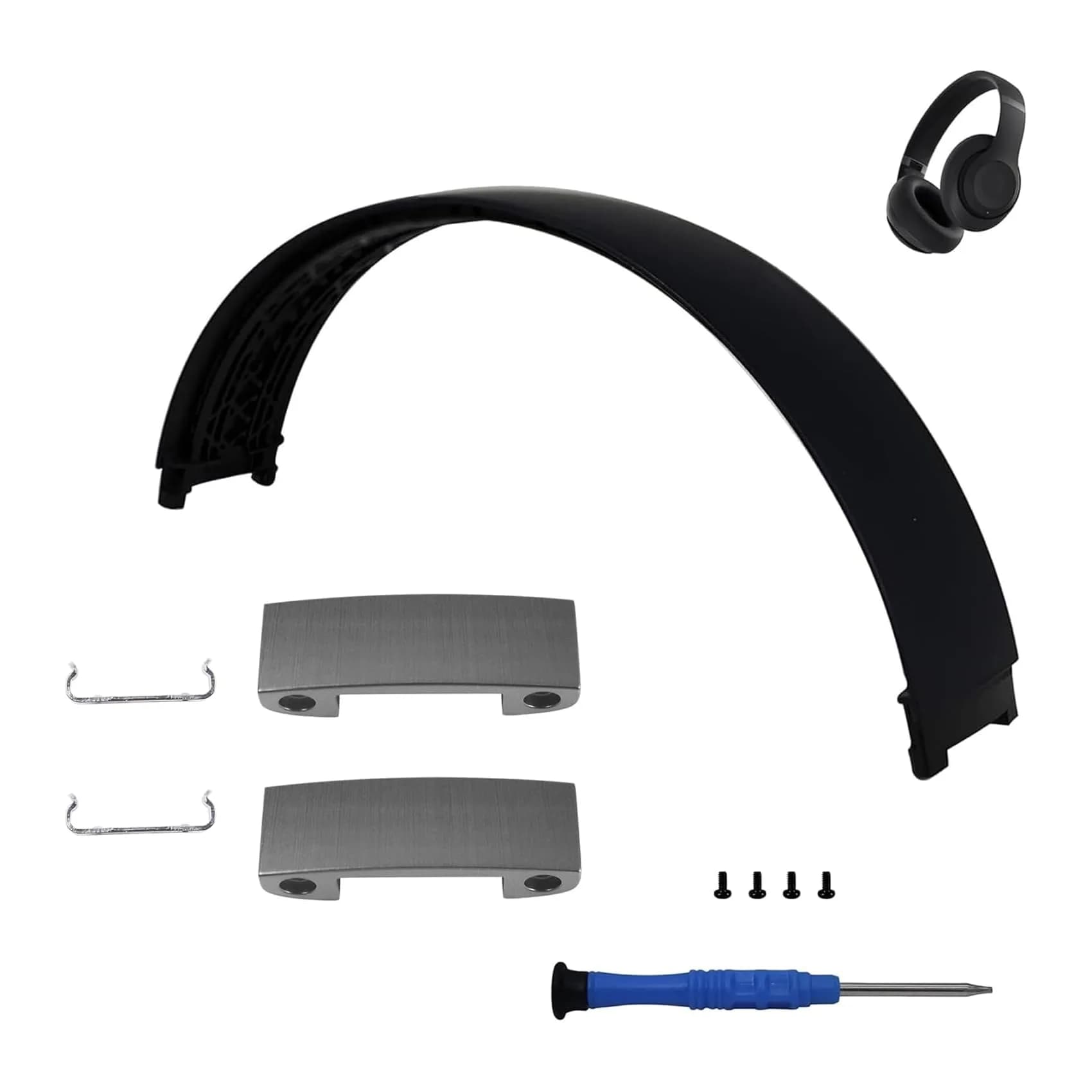Adhiper Replacement Headband & Hinge Kit for Beats Studio Pro Headphones (Black) | Durable Metal Repair Set - main product image