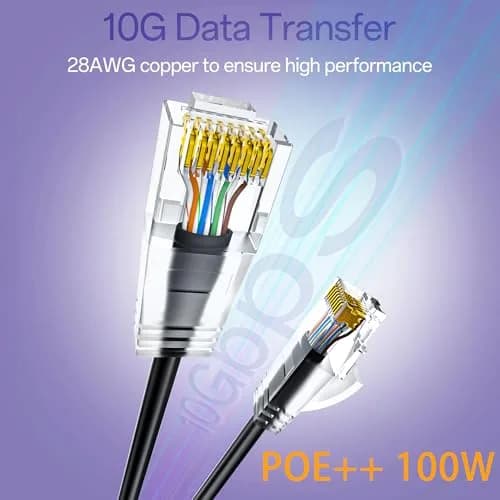 10Gsupxsel Cat6a Patch Cable 0.5ft | Slim, Pure Copper, 550MHz, Space-Saving (110 characters) thumbnail 2