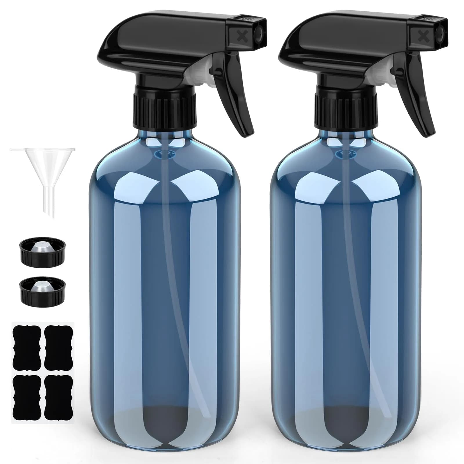 Bontip Indigo Blue Glass Spray Bottle 473ml (16 oz) 2-Pack | UV Protection for Essential Oils & Cleaning Solutions — Indigo Blue