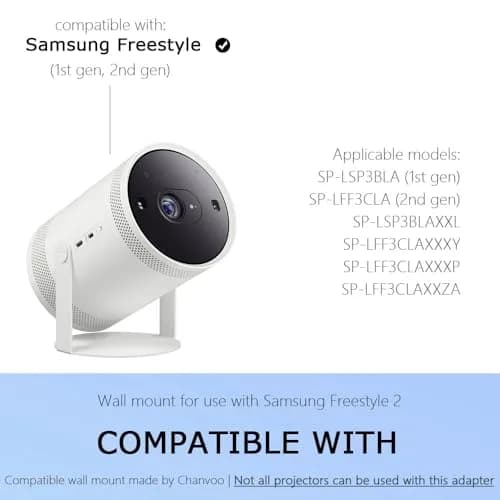 Chanvoo Drill-Free Wall Mount for Samsung Freestyle Projector & Freestyle 2 Accessories | White Steel Mount Shelf thumbnail 4