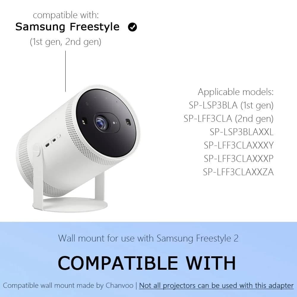 Chanvoo Drill-Free Wall Mount for Samsung Freestyle Projector & Freestyle 2 Accessories | White Steel Mount Shelf - view 4