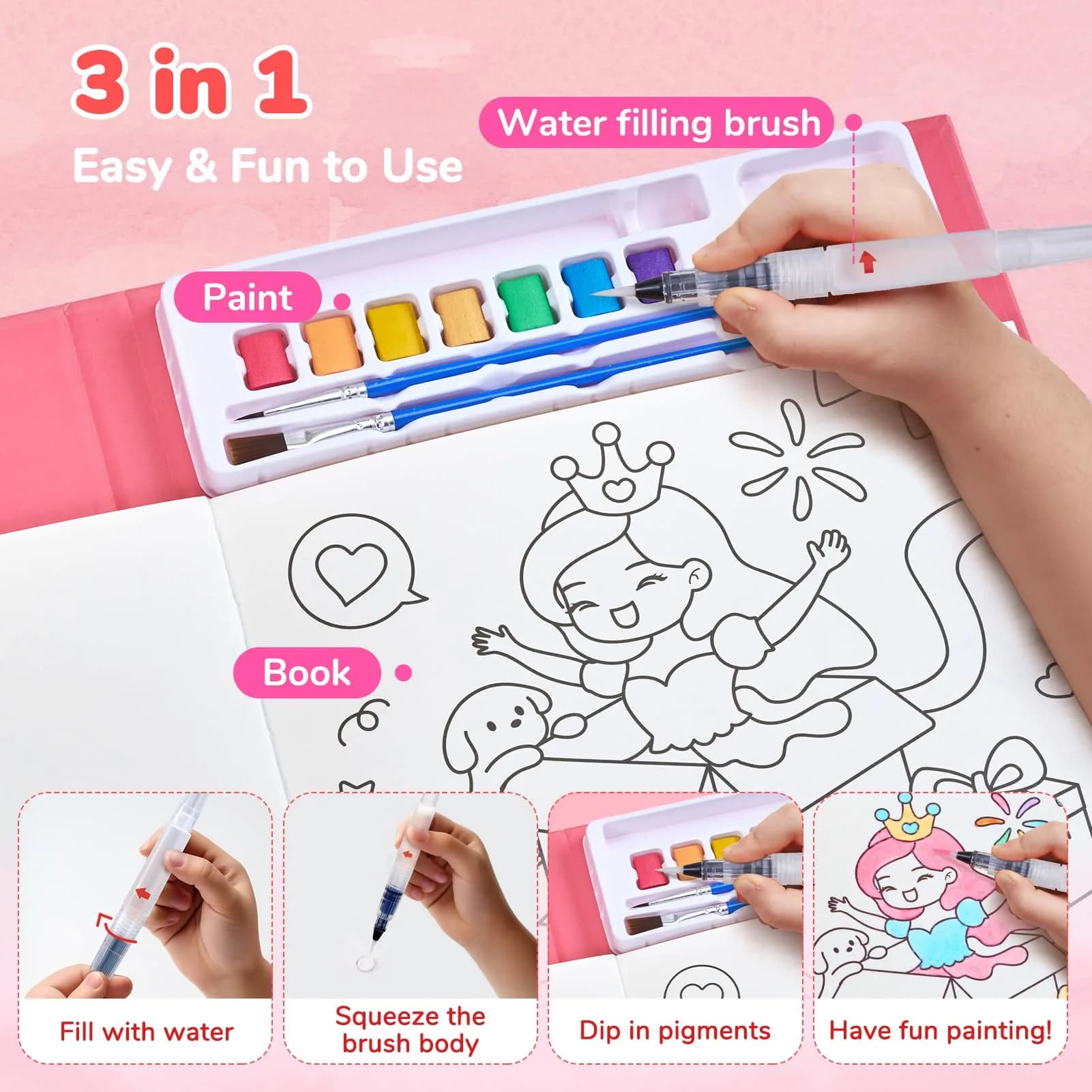 JoyCat Paint with Water Coloring Books for Toddlers | Assorted Colors Value Pack - view 3