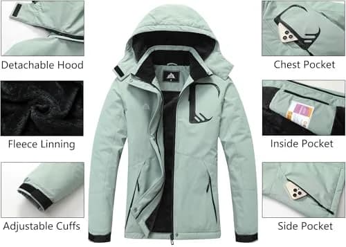 MOERDENG Women's Warm Winter Coat Waterproof Snowboarding Jacket | Windproof & Insulated thumbnail 5