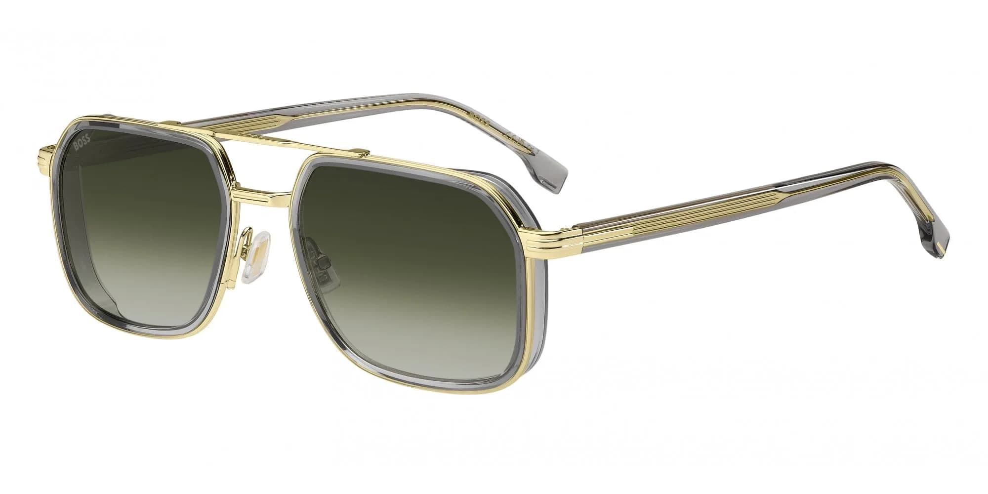 Hugo Boss Boss 1724/S FT3 Grey Gold Sunglasses 55/19/150 | Classic Square Frame for Men — Ft39k