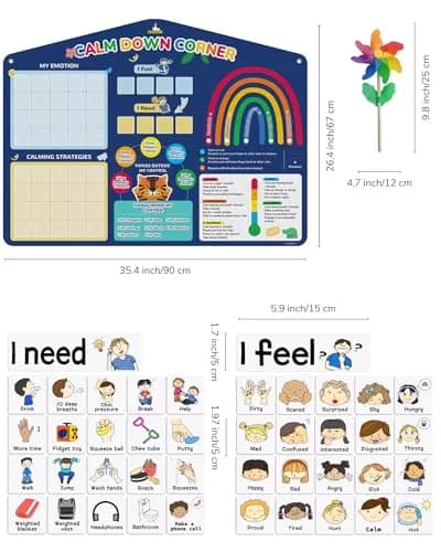CHEFAN Calm Down Corner Set Feelings Chart for Kids Classroom | Emotional Regulation Tool (70-120 chars) thumbnail 2