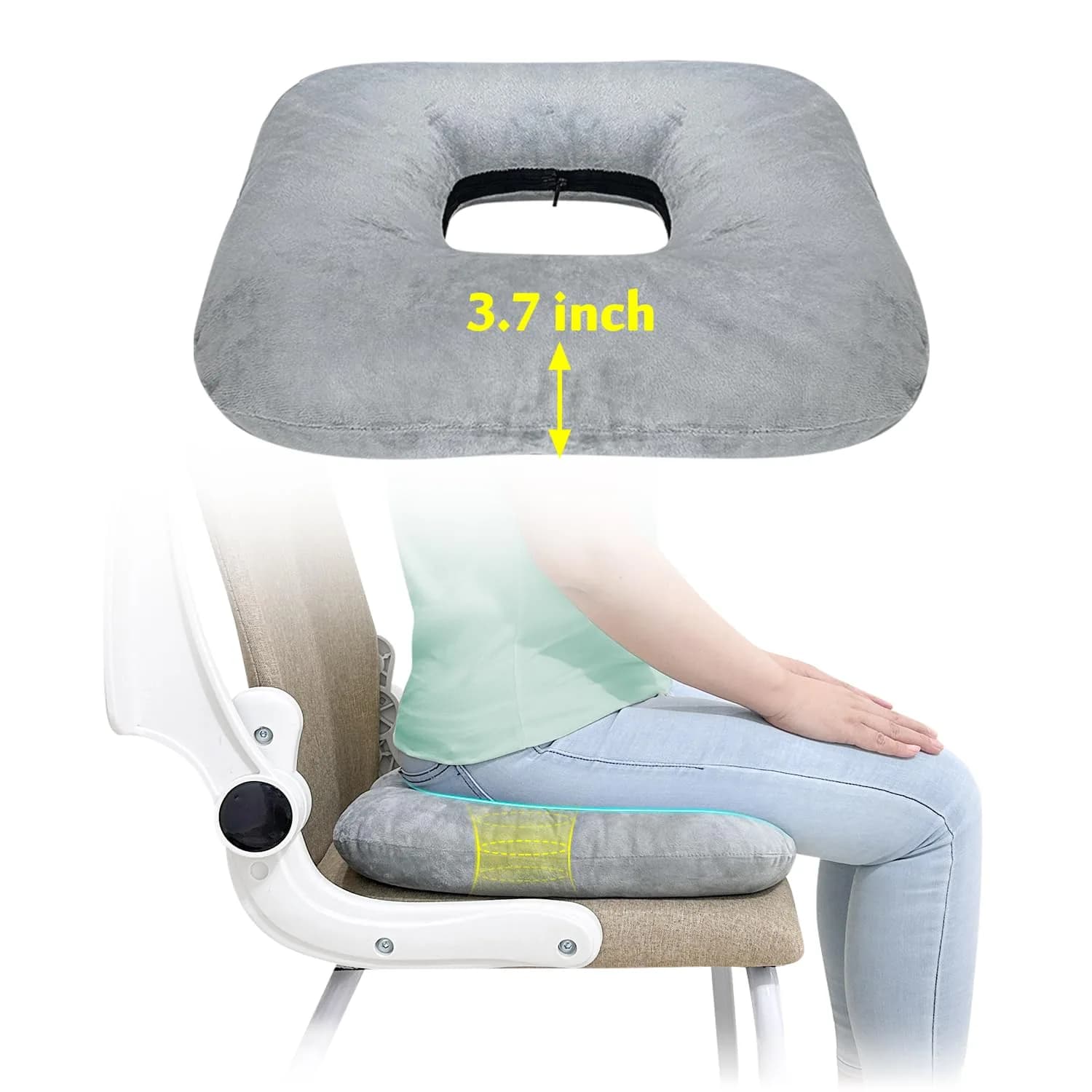 AOSSA Donut Seat Cushion for Tailbone Pain & Hemorrhoids | 40cm x 40cm (15.7" x 15.7") - main product image