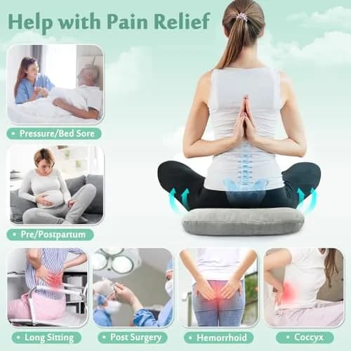 AOSSA Donut Seat Cushion for Tailbone Pain & Hemorrhoids | 40cm x 40cm (15.7" x 15.7") thumbnail 3