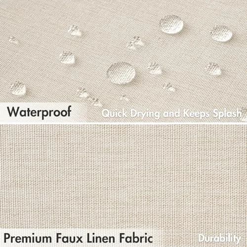 MIULEE Beige Linen Textured Shower Curtain W72*L72 Waterproof & Washable thumbnail 4