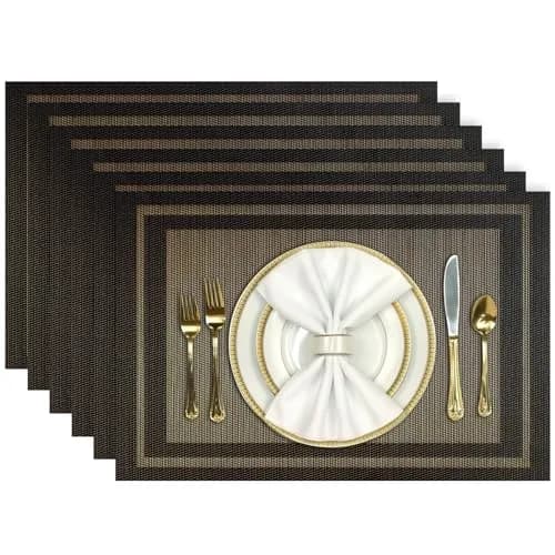 Aofmee Placemats Set of 6 | Washable PVC, Heat Resistant, Non-Slip, Stain Resistant (70-120 chars) thumbnail 1