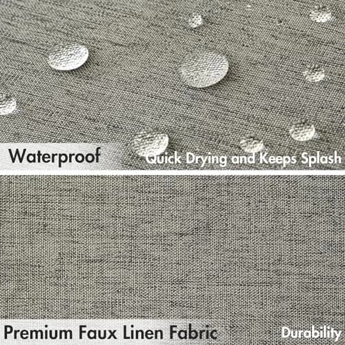 MIULEE Grey Scalloped Linen Shower Curtain 72x72 Inches | Waterproof & Elegant thumbnail 4