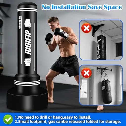 JUOIFIP Freestanding Punching Bag with Stand, 70 inch (178 cm) | Heavy Bag for Adults, MMA, Taekwondo thumbnail 5