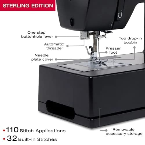 SINGER 4432 Sterling Heavy Duty Sewing Machine 15.5"D x 6.25"W x 12"H | 32 Stitches, Rugged Power thumbnail 3