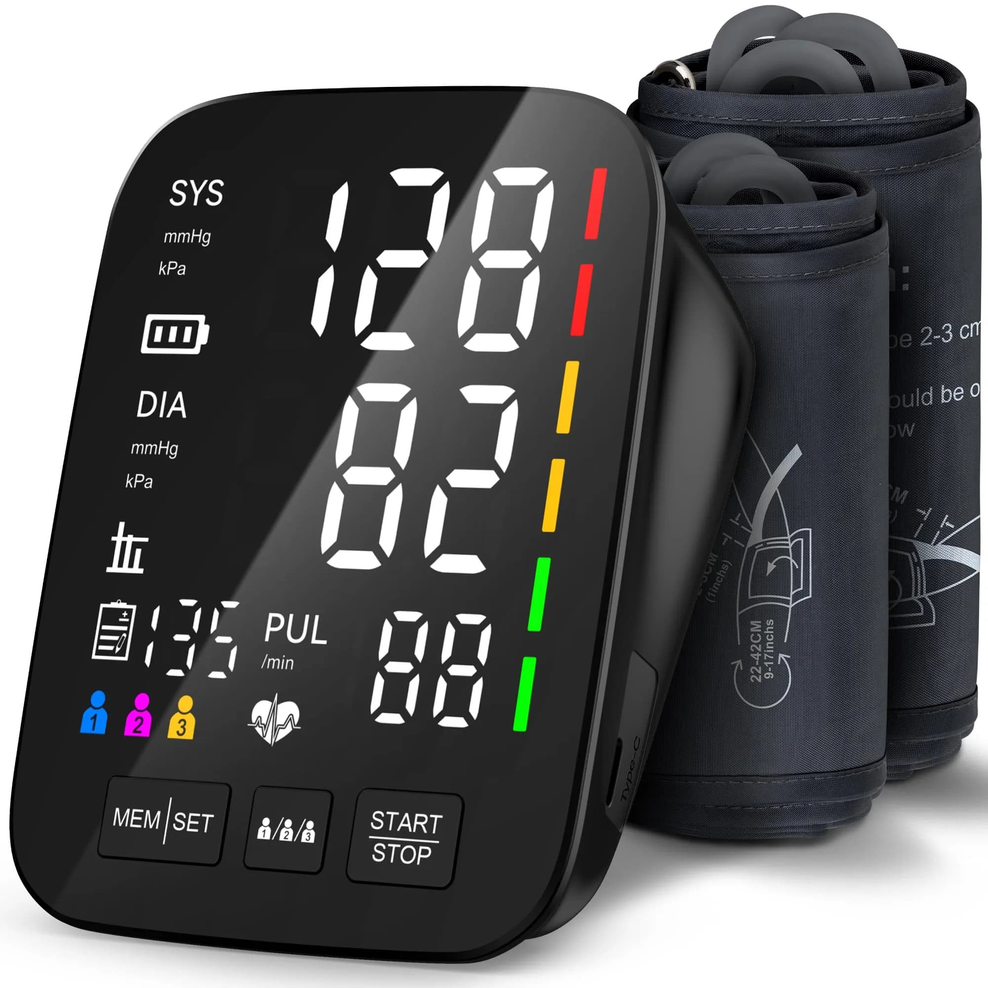 AQESO Automatic Upper Arm Blood Pressure Monitor U80A with 2 Size Cuffs (9"-17" & 13"-21") | Accurate Digital BP Machine with 5" LED Display - main product image