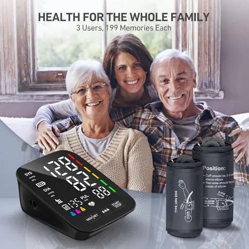 AQESO Automatic Upper Arm Blood Pressure Monitor U80A with 2 Size Cuffs (9"-17" & 13"-21") | Accurate Digital BP Machine with 5" LED Display thumbnail 5