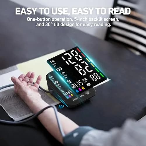 AQESO Automatic Upper Arm Blood Pressure Monitor U80A with 2 Size Cuffs (9"-17" & 13"-21") | Accurate Digital BP Machine with 5" LED Display thumbnail 6