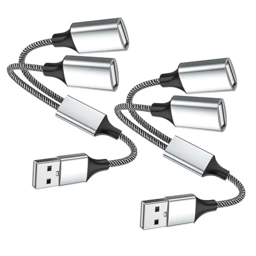 Fidioto 2-Pack USB-A Y Splitter Cable, 1 Male to 2 Female, 10-inch (25cm) - For Data & Charging thumbnail 1