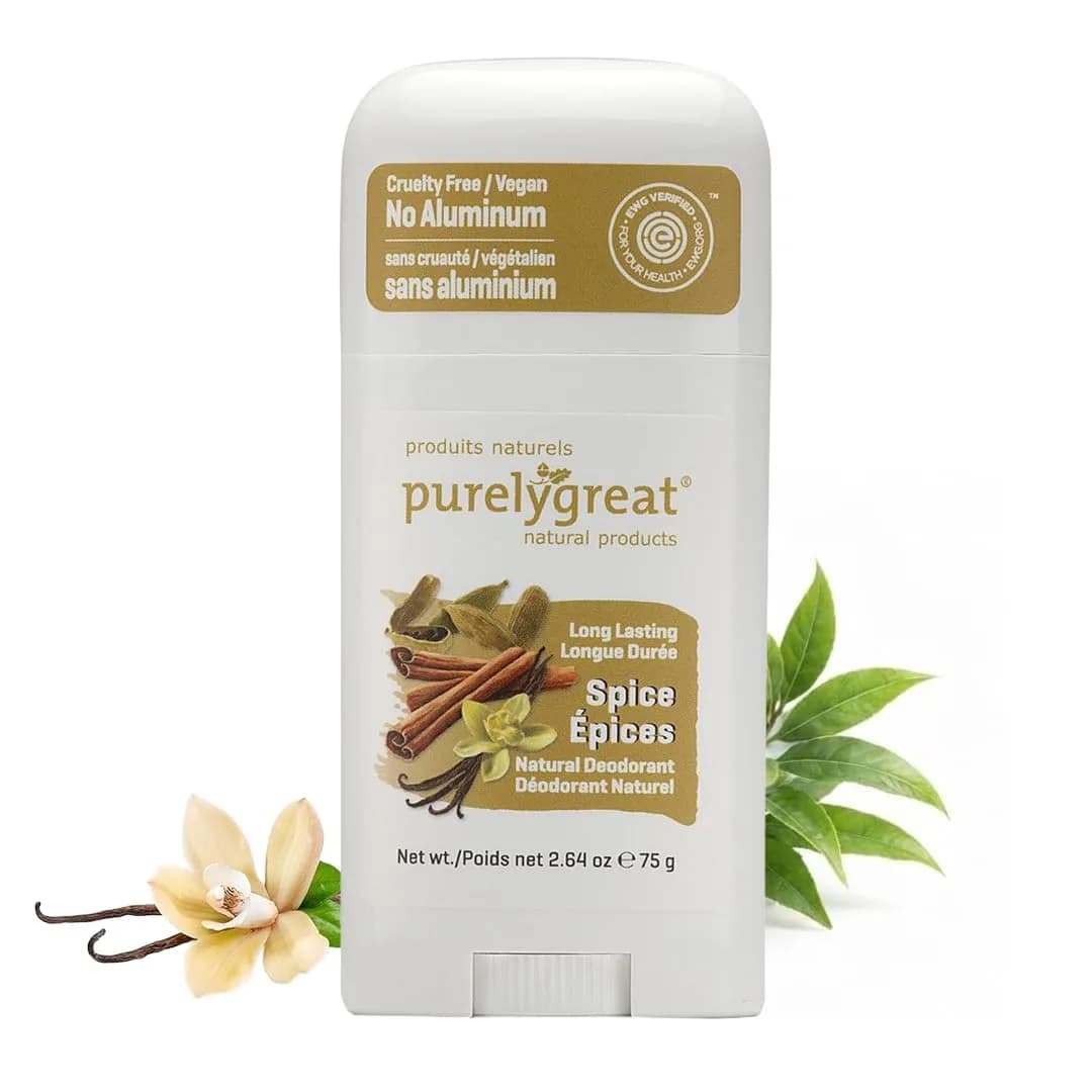 Purelygreat Spice Scented Natural Deodorant Stick 75g (2.64 oz) | All-Day Odor Defense - main product image