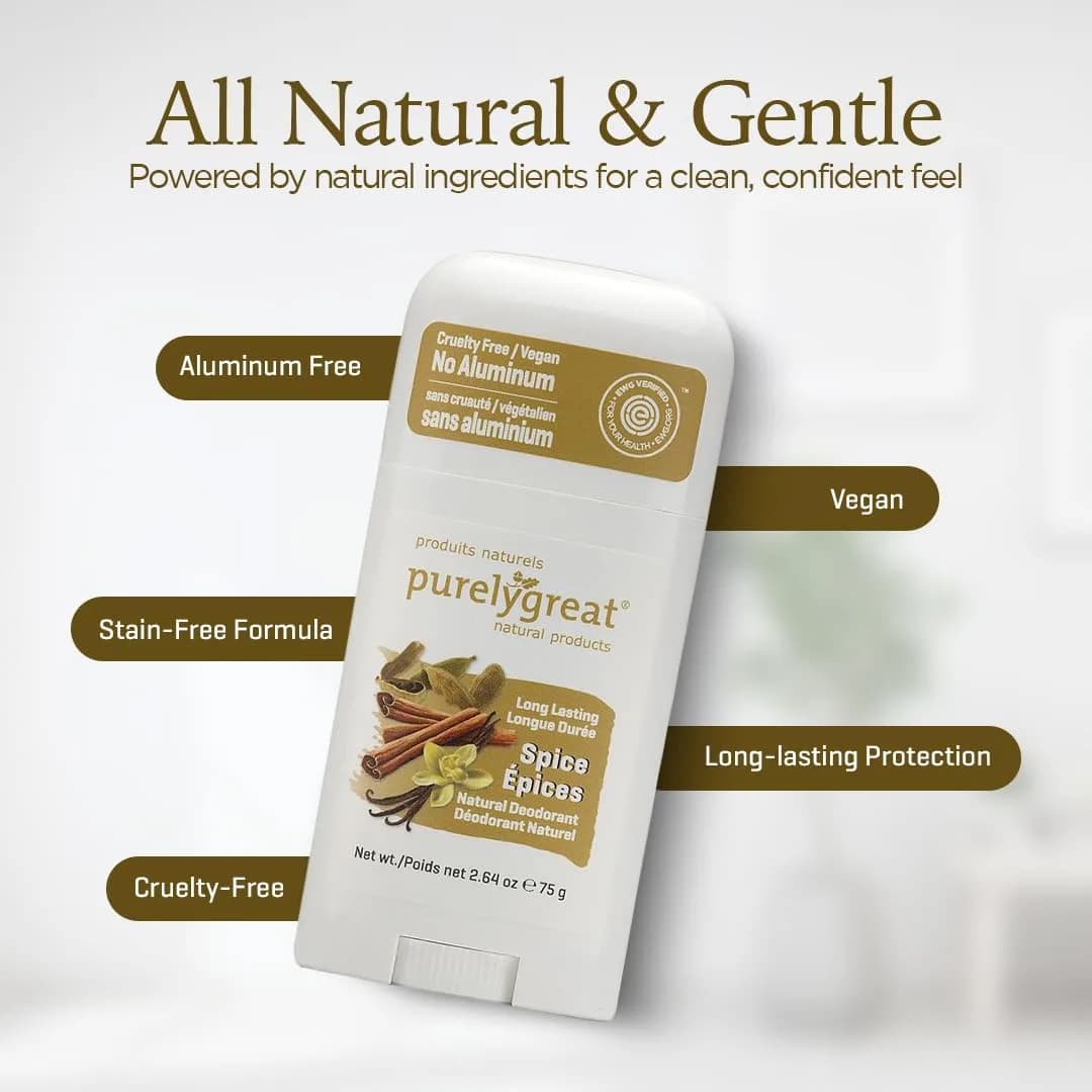 Purelygreat Spice Scented Natural Deodorant Stick 75g (2.64 oz) | All-Day Odor Defense - view 3