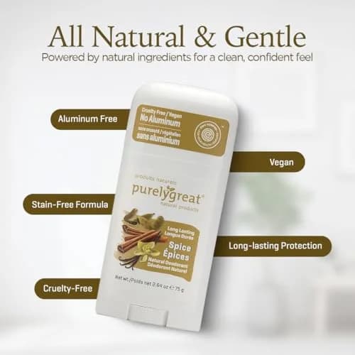 Purelygreat Spice Scented Natural Deodorant Stick 75g (2.64 oz) | All-Day Odor Defense thumbnail 3