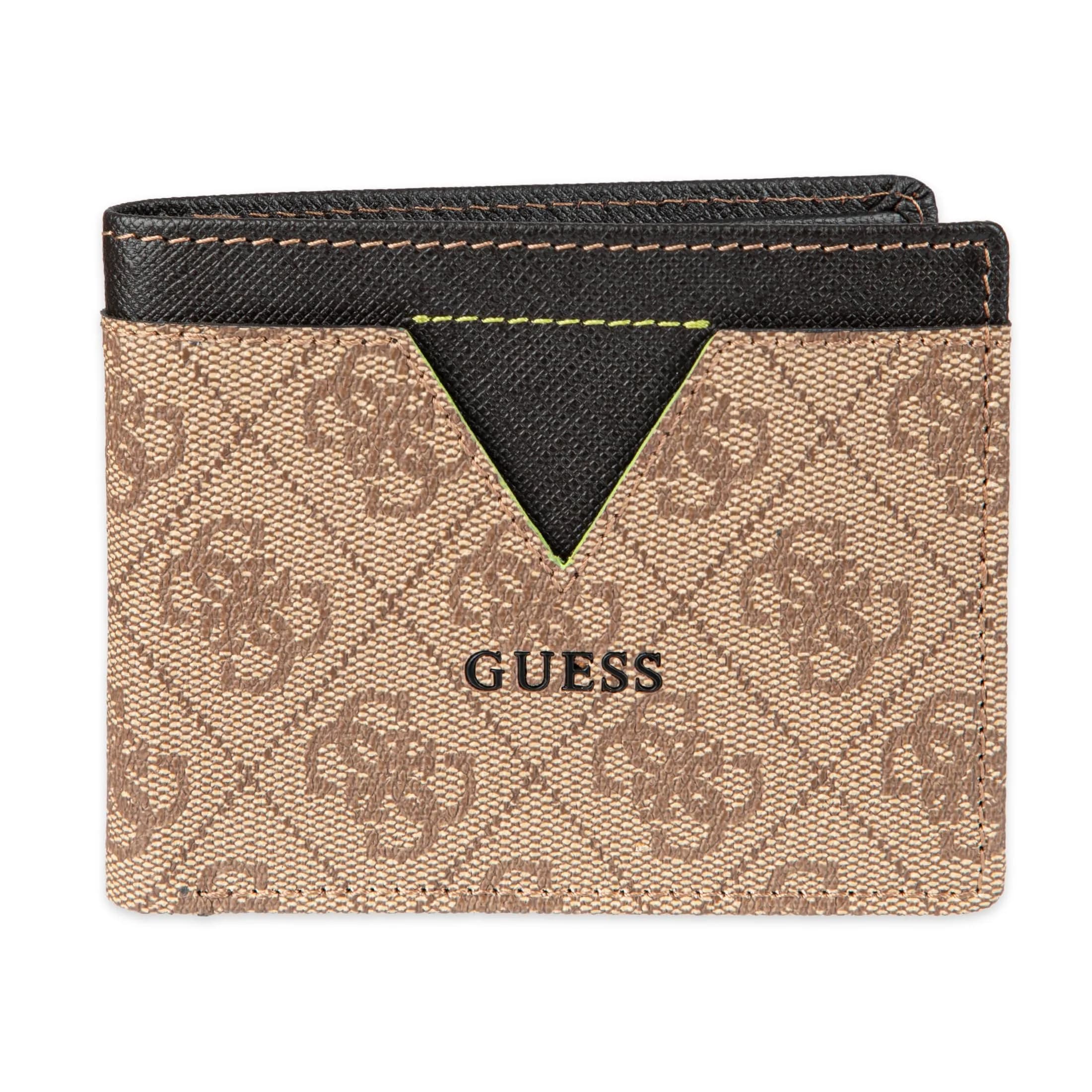 GUESS Men's Brown Quattro G Slim Leather Bifold Wallet with RFID Blocking - main product image