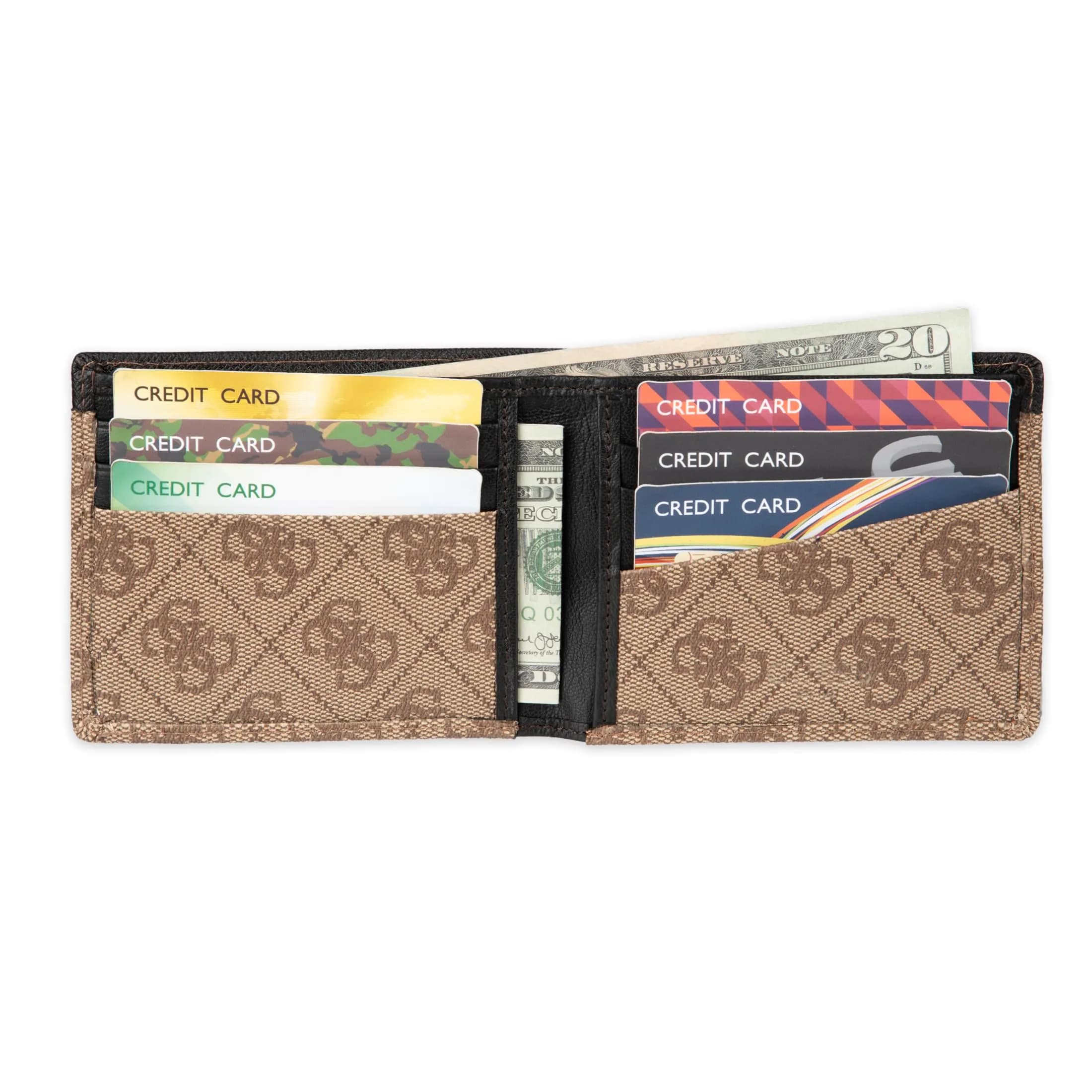 GUESS Men's Brown Quattro G Slim Leather Bifold Wallet with RFID Blocking thumbnail 4