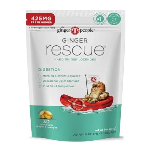 The Ginger People Ginger Rescue Digestive Lozenges 30ct | Natural Nausea Relief, Drug-Free, Vegan (70-120 chars) thumbnail 1