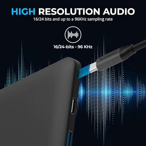 Sabrent USB-C to 3.5mm Audio Adapter, 24-bit/96kHz, Stereo Out & Mono Mic In, For Windows, macOS, Linux, Aluminum, Plug and Play thumbnail 5