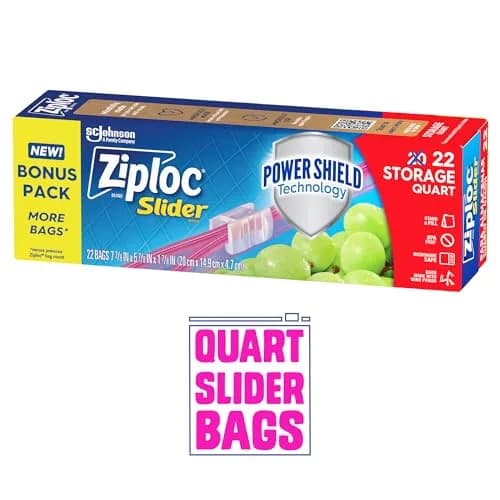 Ziploc Quart Food Storage Slider Bags, 1 Quart (946 ml), 22 Count | Power Shield Technology thumbnail 4