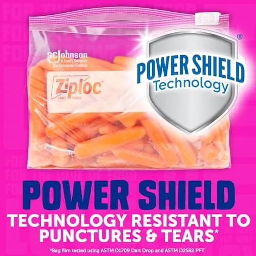Ziploc Quart Food Storage Slider Bags, 1 Quart (946 ml), 22 Count | Power Shield Technology thumbnail 5