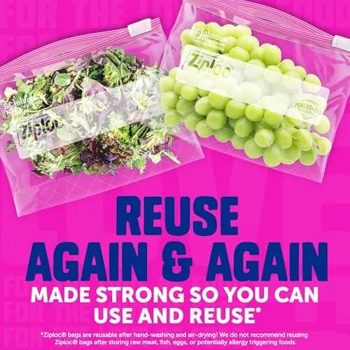 Ziploc Quart Food Storage Slider Bags, 1 Quart (946 ml), 22 Count | Power Shield Technology thumbnail 9
