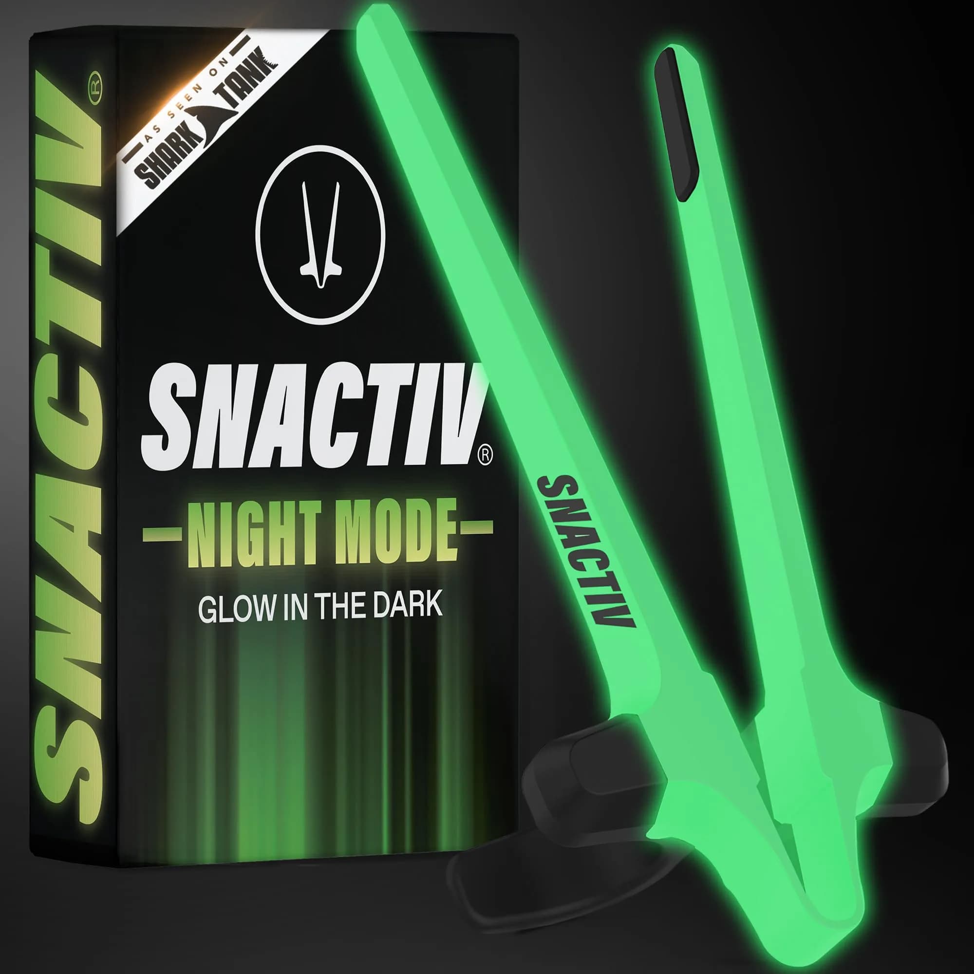 SNACTIV PRO Finger Chopsticks for Gamers - Glow in the Dark, 1 Piece | Mess-Free Snacking Solution