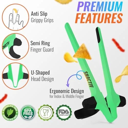 SNACTIV PRO Finger Chopsticks for Gamers - Glow in the Dark, 1 Piece | Mess-Free Snacking Solution thumbnail 3