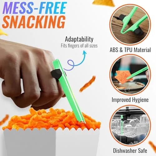 SNACTIV PRO Finger Chopsticks for Gamers - Glow in the Dark, 1 Piece | Mess-Free Snacking Solution thumbnail 4
