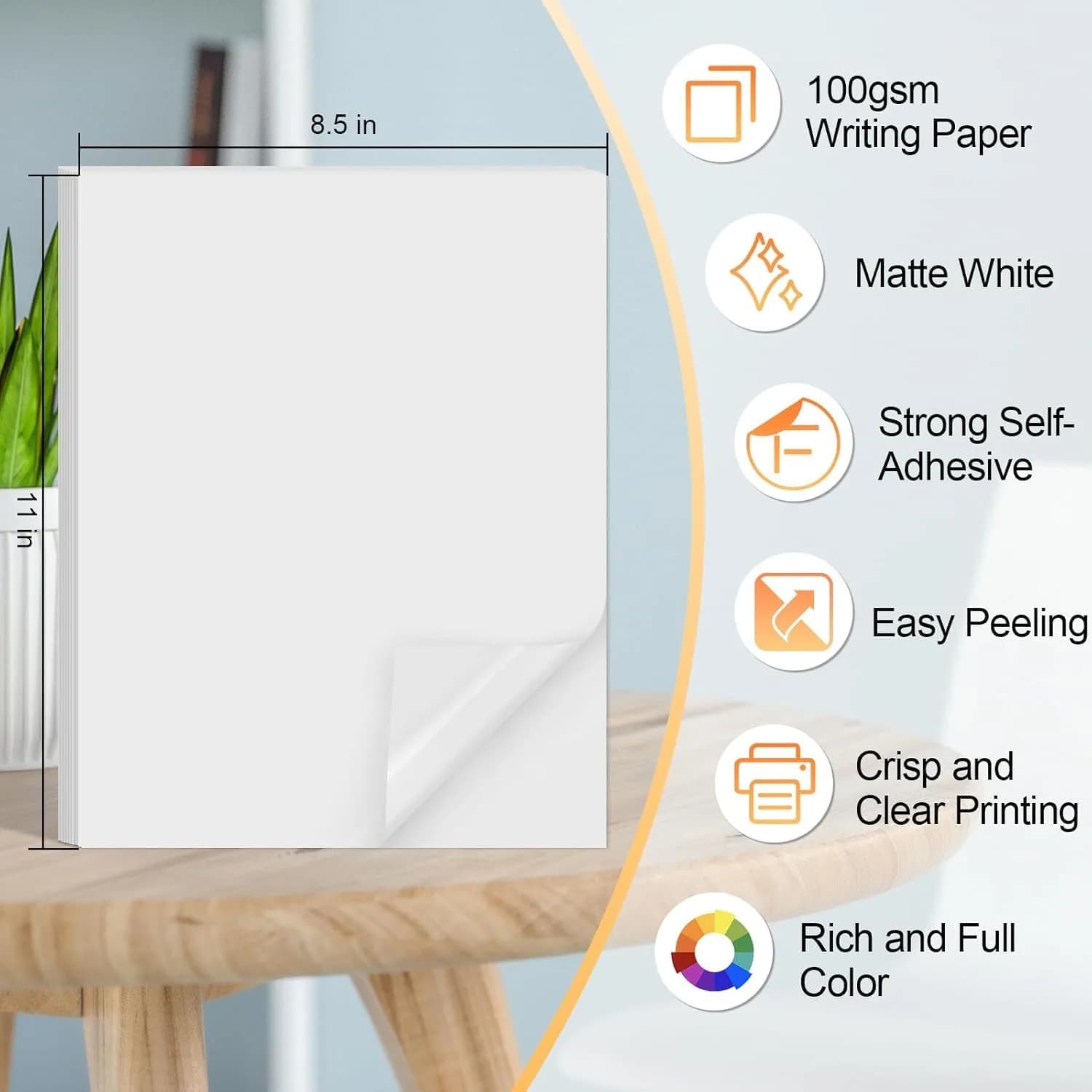 Joyberg Printable Sticker Paper Full Sheet Labels, 150 Sheets 8.5"x11" Matte for Inkjet & Laser Printers - view 2