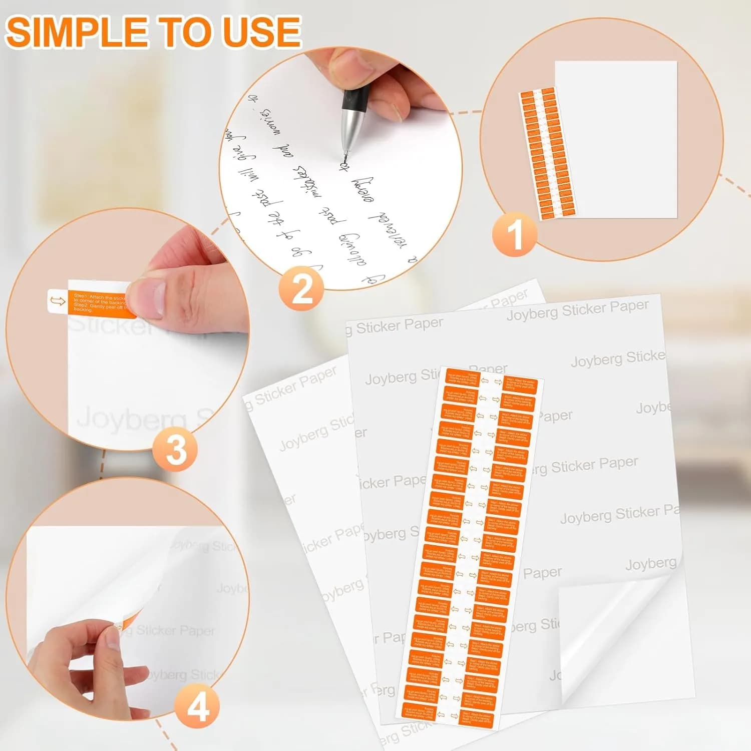 Joyberg Printable Sticker Paper Full Sheet Labels, 150 Sheets 8.5"x11" Matte for Inkjet & Laser Printers - view 5